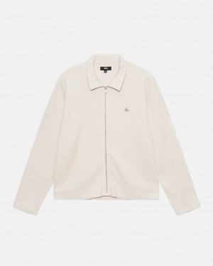 Stussy Big Thermal Zip Shirt - Unisex Tops Beige | ZMXMJ48070