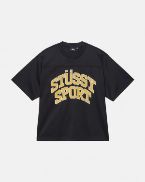 Stussy Deporte Mesh Football Jersey - Unisex Sweaters Knits Negros | XMXBH63665