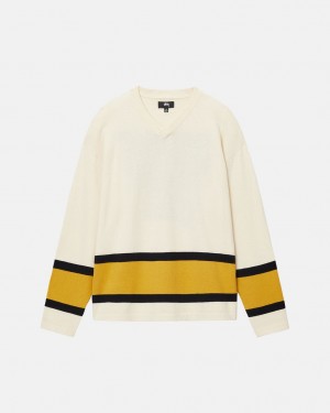 Stussy Hockey Sueter - Unisex Sweaters Knits Beige | UMXND58088