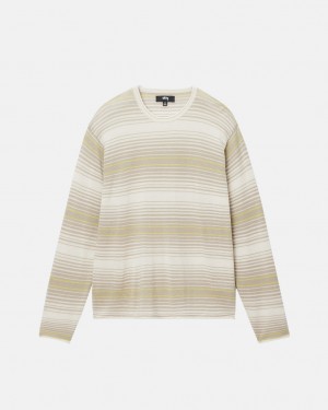 Stussy Horizontal Stripe Sueter - Unisex Sweaters Knits Beige | EMXHC62261