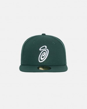 Stussy New Era 59Fifty Curly S - Unisex Verdes | PMXER22998