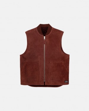 Stussy Reversible Shearling Workgear Vest - Unisex Jackets Vino | YMXGT33663