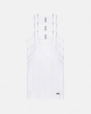 Stussy Stussy Tank Undershirt - Unisex Sweaters Knits Blancos | QMXUV51283