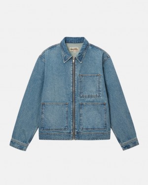Stussy Zip Trabajo Jacket Denim - Unisex Jackets Outerwear Azules | MMXFT74657