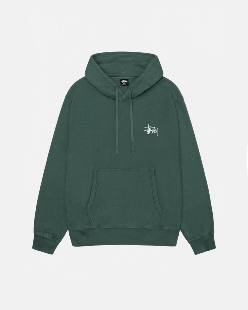 Stussy Basic Stussy Hoodie Pigment Dyed - Unisex Hoodies Verdes | SMXNY68112