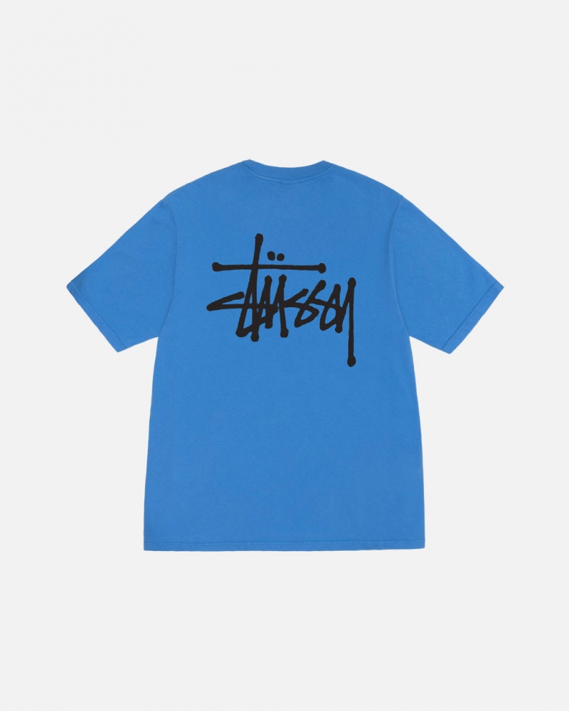 Stussy Basic Stussy Tee Pigment Dyed - Unisex Shortsleeve Azules | MXQCS16114