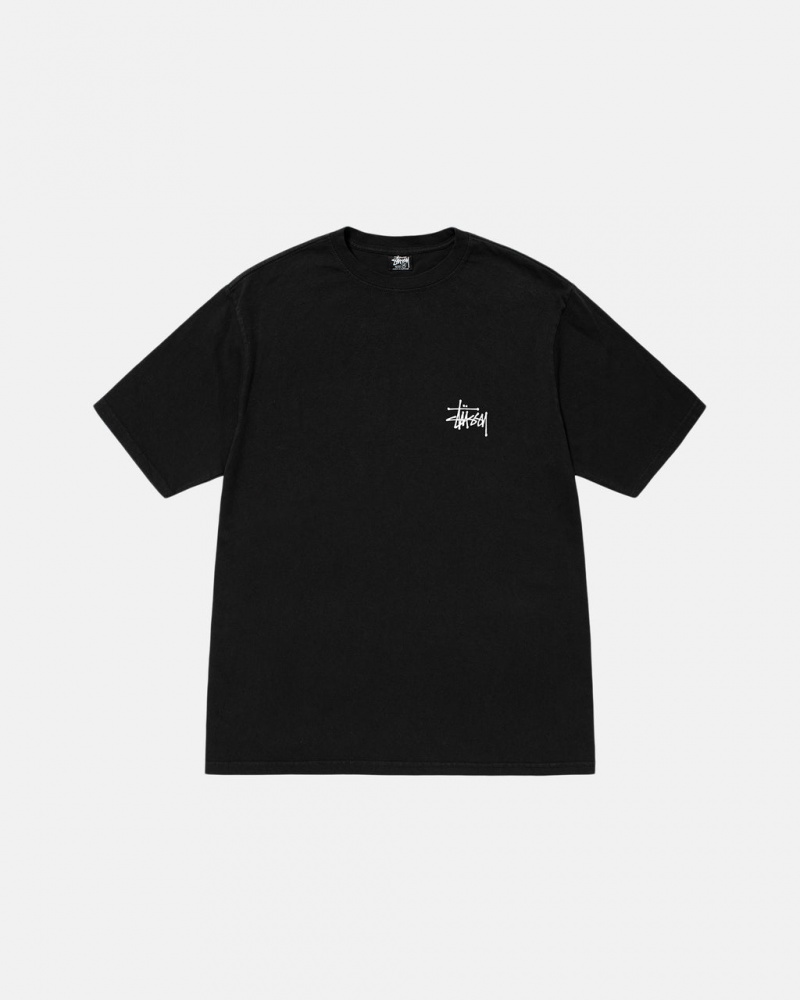 Stussy Basic Stussy Tee Pigment Dyed - Unisex Shortsleeve Negros | ZMXMJ62450