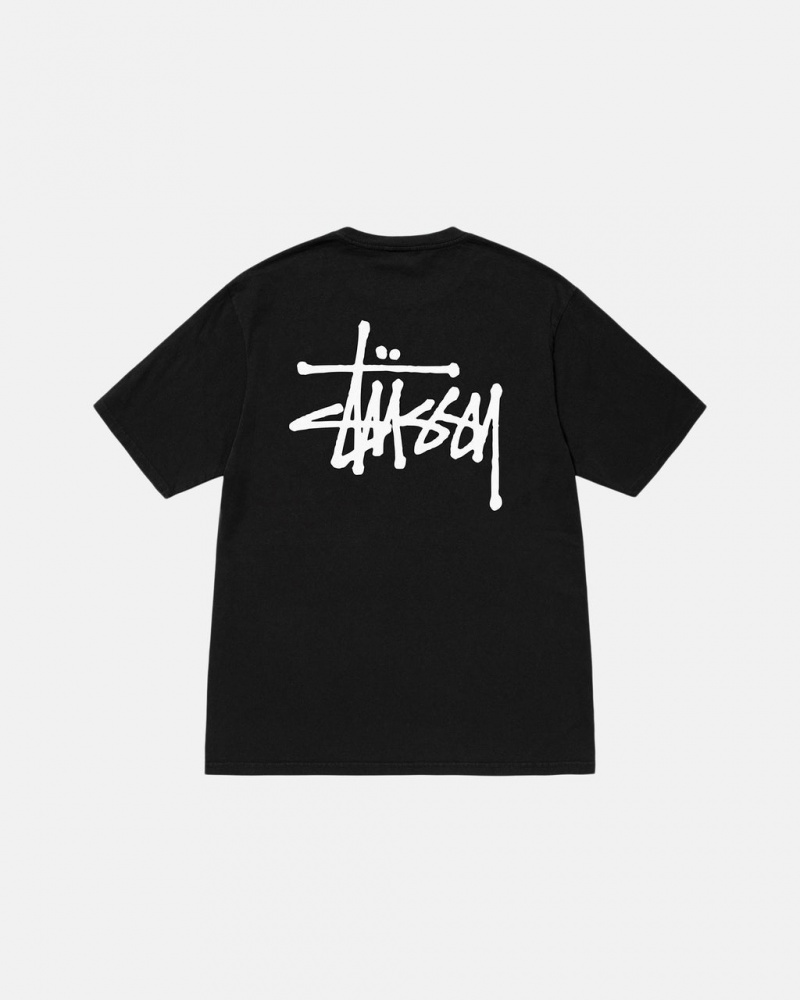 Stussy Basic Stussy Tee Pigment Dyed - Unisex Shortsleeve Negros | ZMXMJ62450