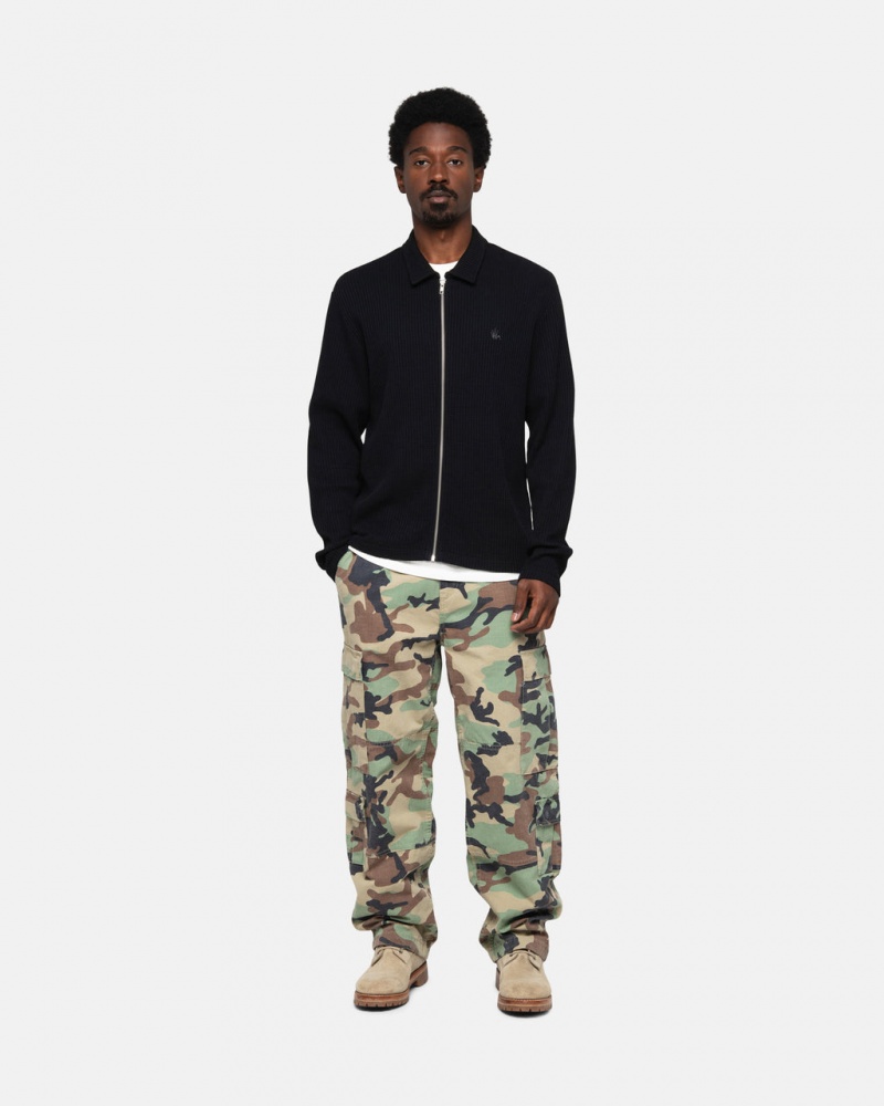 Stussy Big Thermal Zip Shirt - Unisex Tops Negros | TMXPQ81820