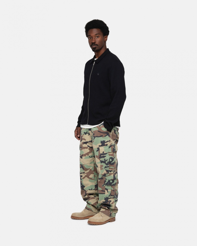 Stussy Big Thermal Zip Shirt - Unisex Tops Negros | TMXPQ81820