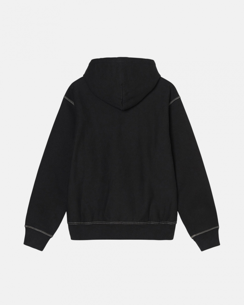 Stussy Contrast Stitch Label Hoodie - Unisex Hoodies Negros | ZMXMJ60597