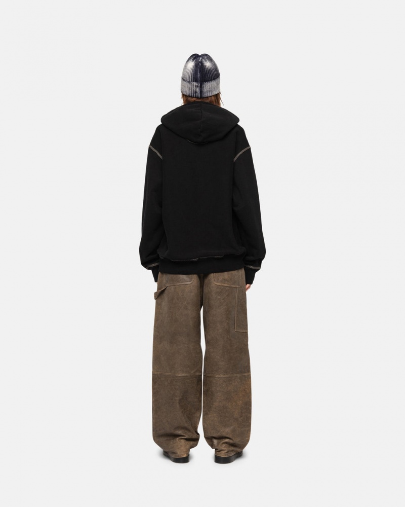 Stussy Contrast Stitch Label Hoodie - Unisex Hoodies Negros | ZMXMJ60597