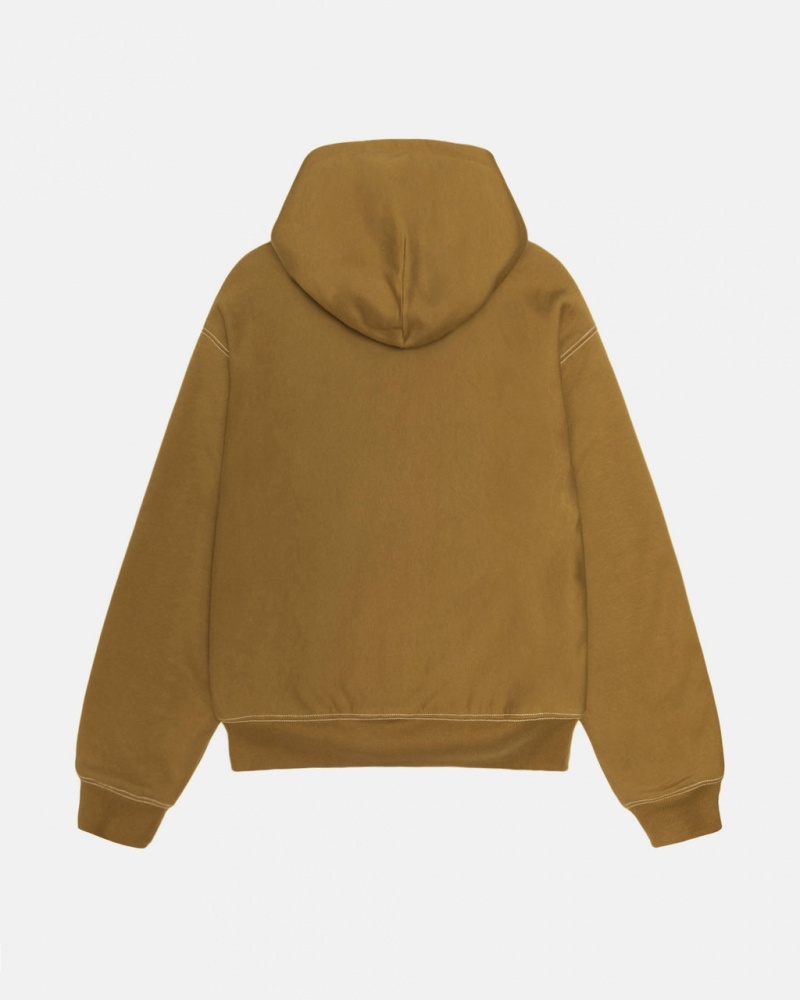 Stussy Double Face Label Zip Hoodie - Unisex Hoodies Verde Oliva | DMXVO53551