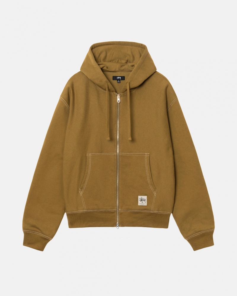 Stussy Double Face Label Zip Hoodie - Unisex Hoodies Verde Oliva | DMXVO53551