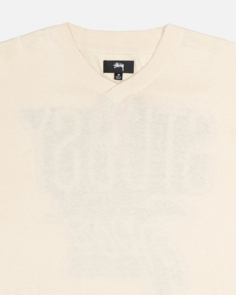 Stussy Hockey Sueter - Unisex Sweaters Knits Beige | UMXND58088
