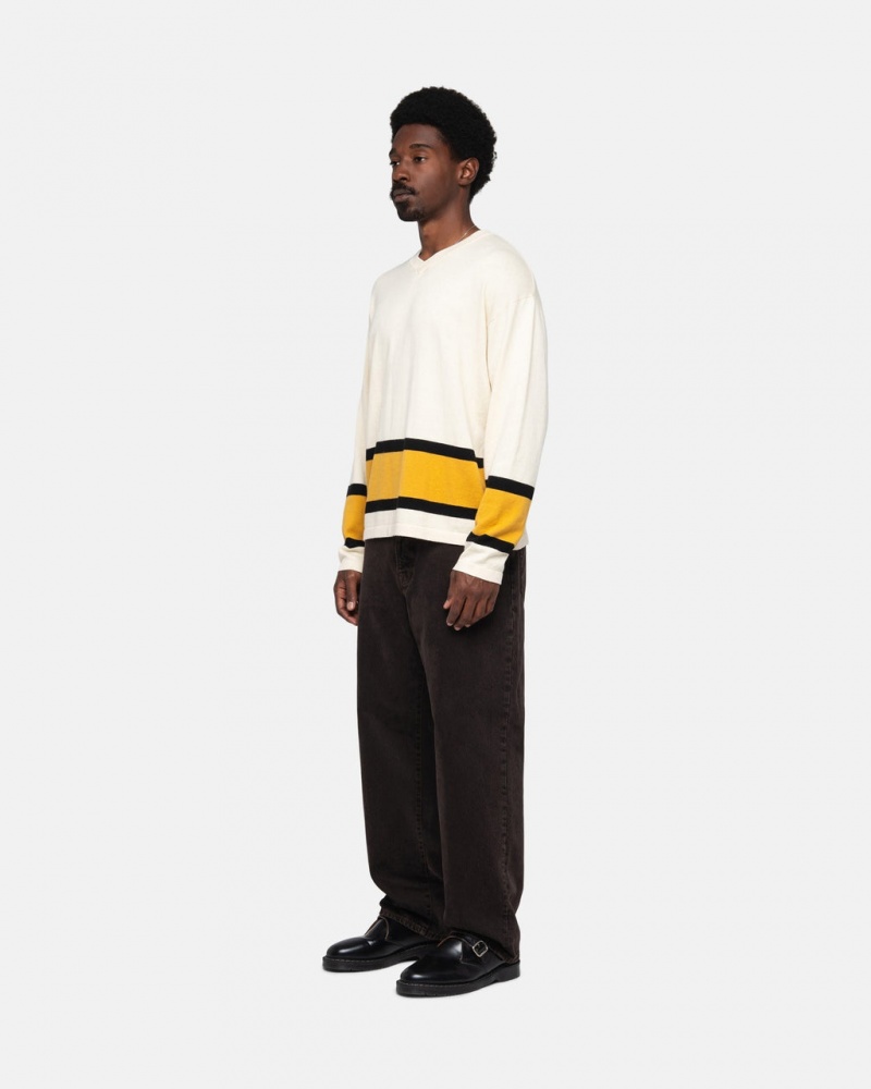 Stussy Hockey Sueter - Unisex Sweaters Knits Beige | UMXND58088