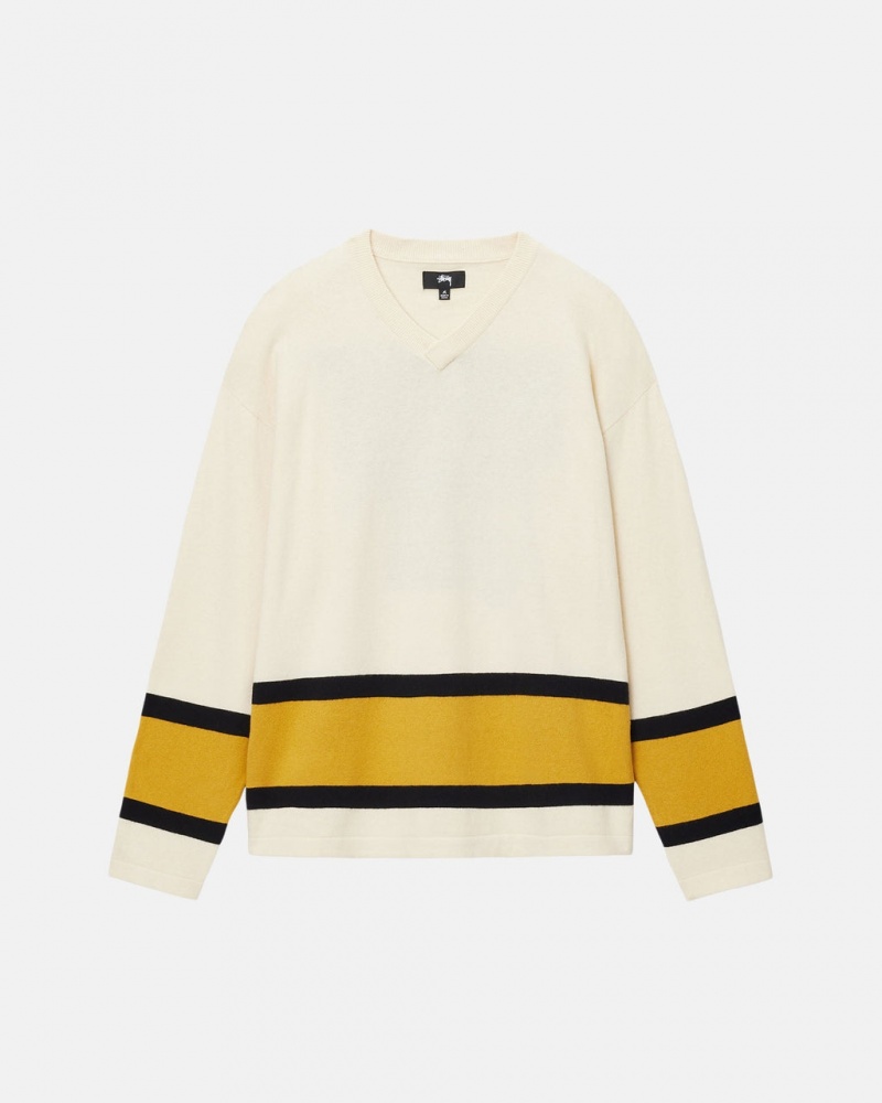 Stussy Hockey Sueter - Unisex Sweaters Knits Beige | UMXND58088