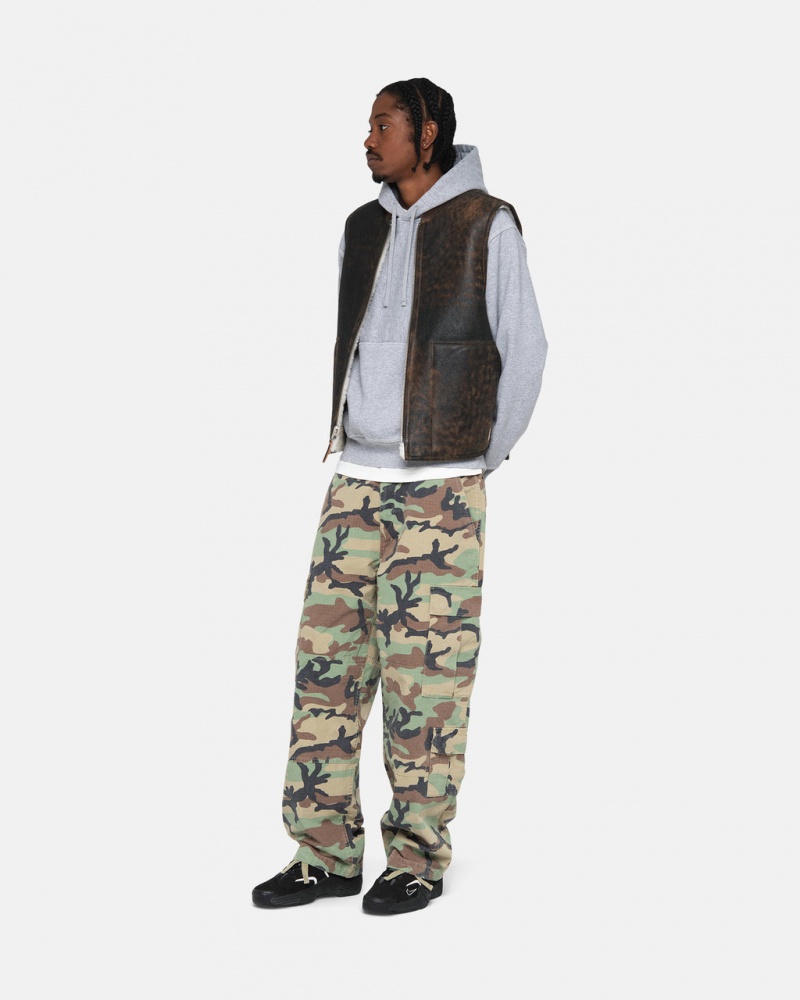 Stussy Reversible Shearling Workgear Vest - Unisex Jackets Marrom | PMXER68659