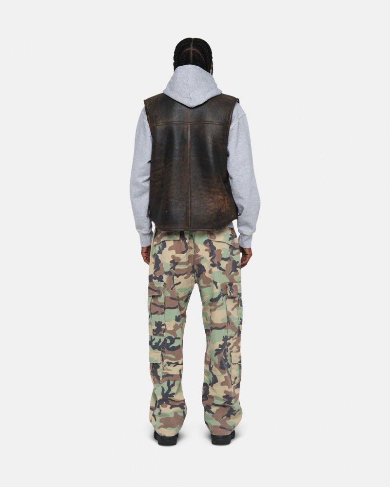 Stussy Reversible Shearling Workgear Vest - Unisex Jackets Marrom | PMXER68659
