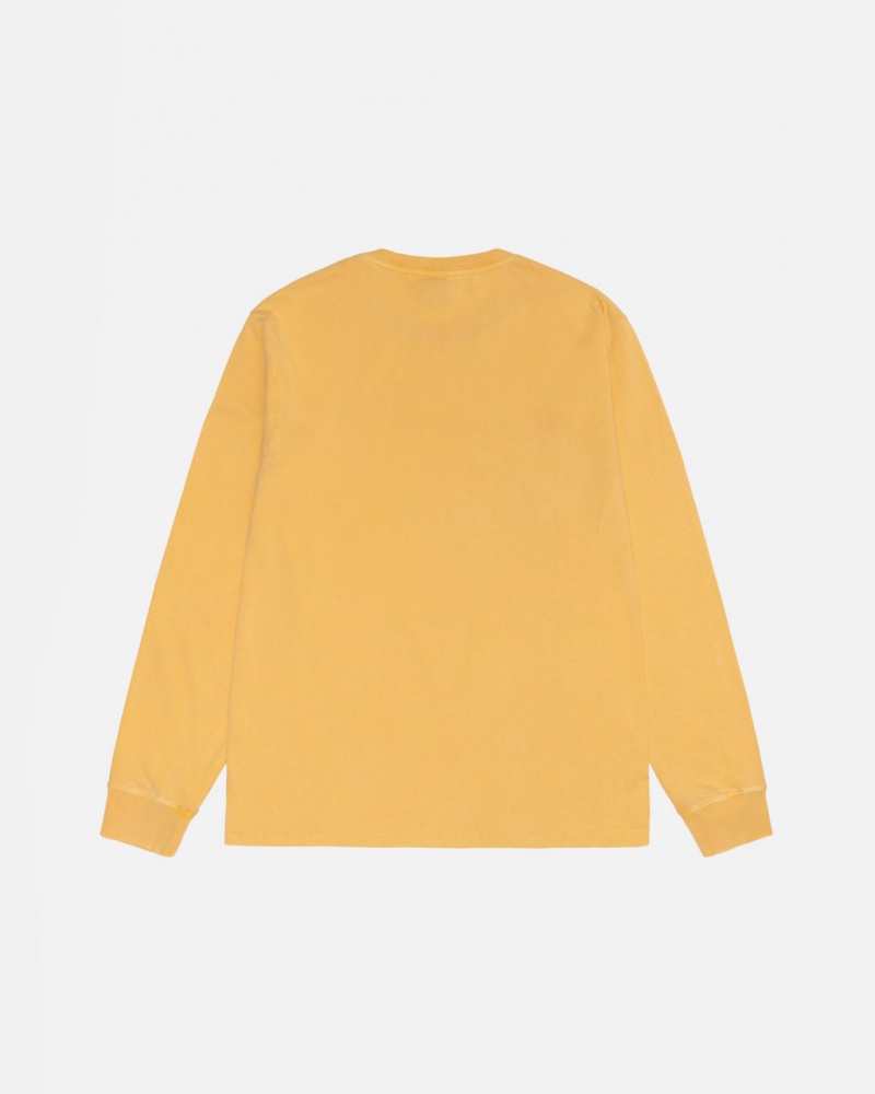 Stussy Small Stock LS Tee Pigment Dyed - Unisex Longsleeve Naranjas | YMXGT18123