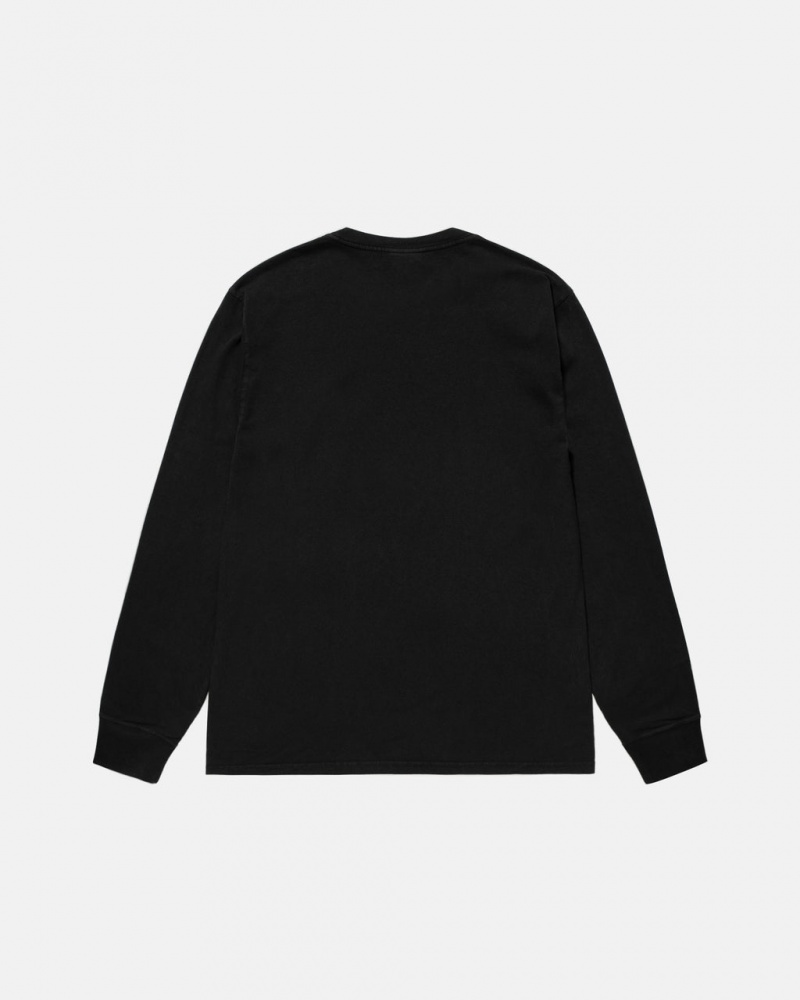 Stussy Small Stock LS Tee Pigment Dyed - Unisex Longsleeve Negros | MXDFL72843