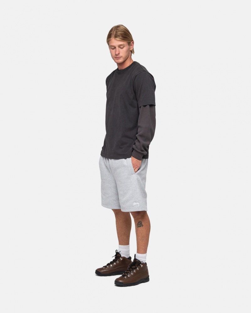 Stussy Stock Logo Sweatshort - Unisex Shorts Trunks Grises | SMXNY27393