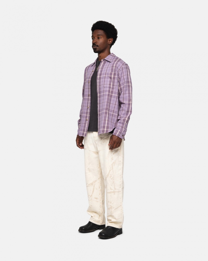 Stussy Stones Plaid Shirt - Unisex Tops Lavanda | XMXBH41709