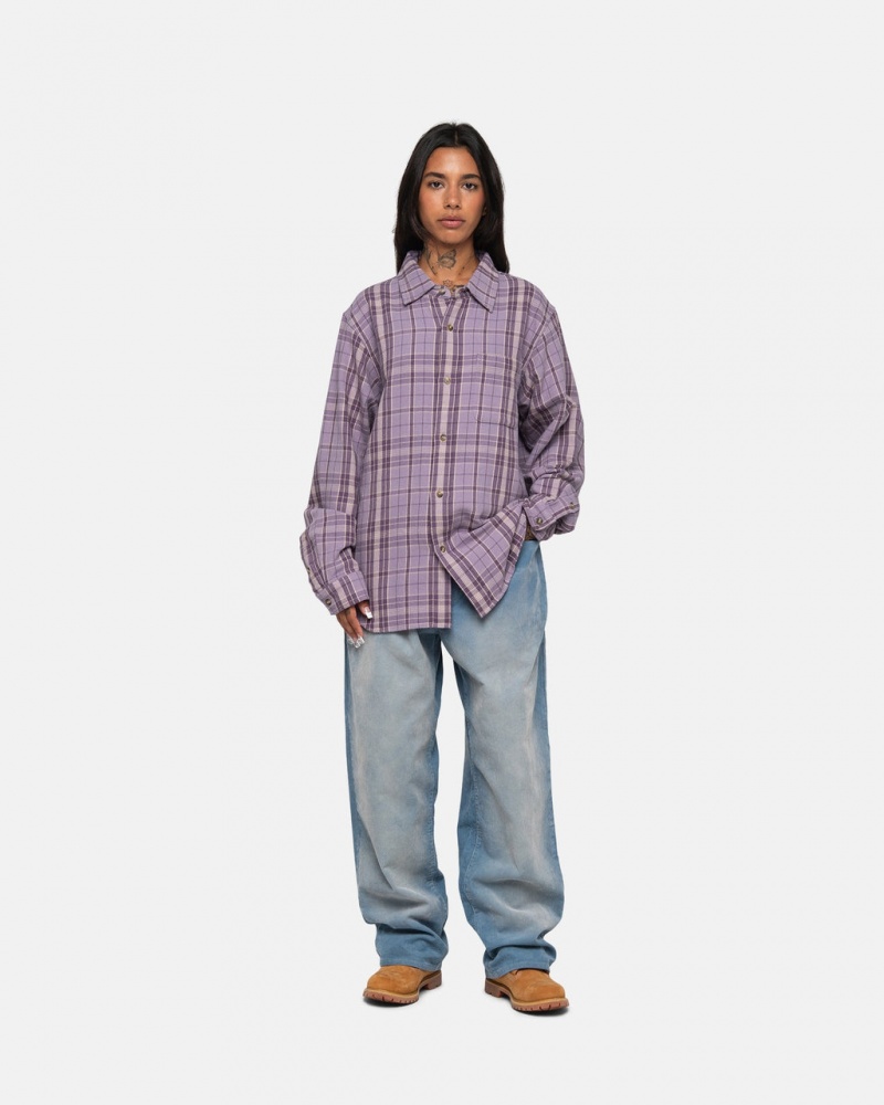 Stussy Stones Plaid Shirt - Unisex Tops Lavanda | XMXBH41709