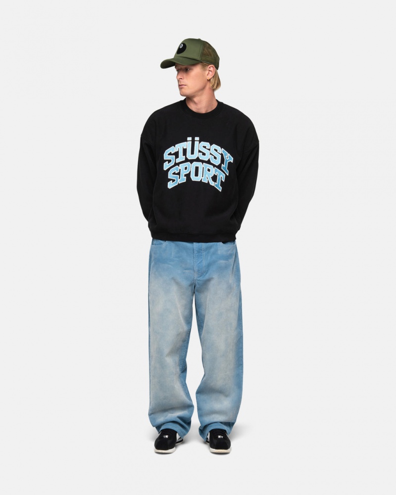 Stussy Stüssy Deporte Relaxed Oversized Crew - Unisex Hoodies Sweatshirts Negros | MXICD79756