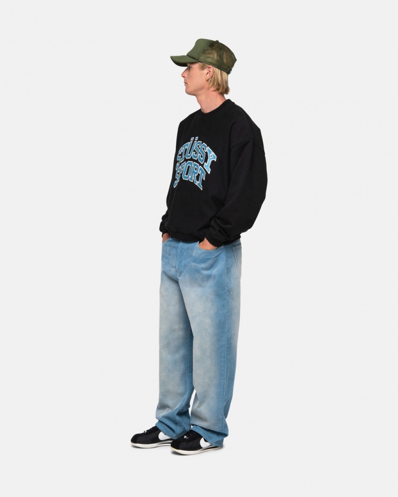 Stussy Stüssy Deporte Relaxed Oversized Crew - Unisex Hoodies Sweatshirts Negros | MXICD79756