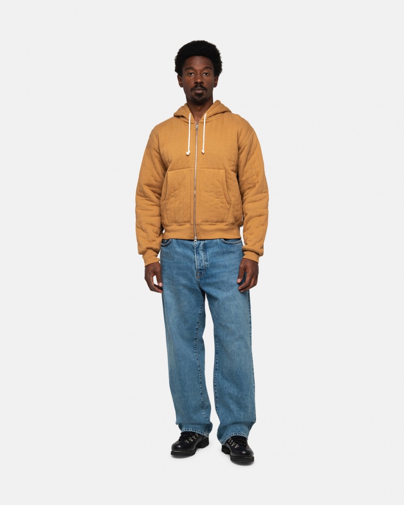 Stussy Vertical Acolchado Zip Hoodie - Unisex Hoodies Marrom | MXXMI53608