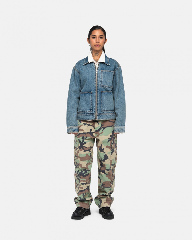 Stussy Zip Trabajo Jacket Denim - Unisex Jackets Outerwear Azules | MMXFT74657